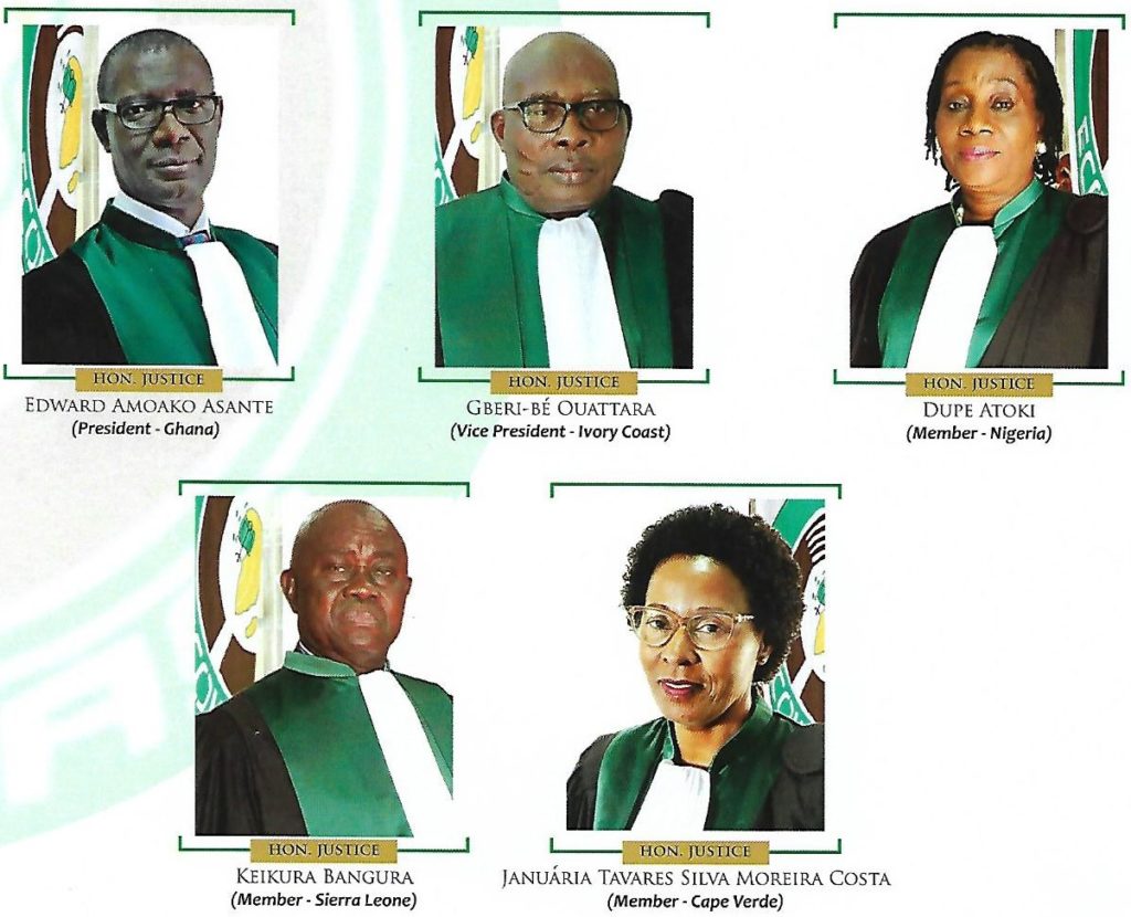 Les cinq (5) juges de la Cour de Justice de la Cedeao